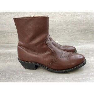 Leather Classics 1192 Men's US 11.5D Brown Leather Side Zip Cowboy Western Boot
